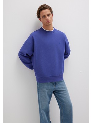 Mavi Silikon Logo Baskılı Mor Bisiklet Yaka Sweatshirt 0S10415-70695