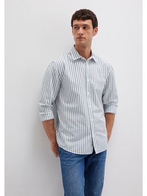 Mavi Mavi Çizgili Beyaz Gömlek 0211705-90928