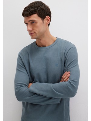 Mavi Uzun Kollu Yeşil Basic Tişört 065755-80889