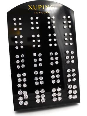 60'lı Zirkon Altıgen Tektaş Küpe - Gümüş