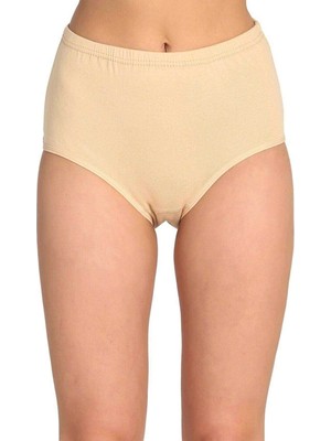 4 Adet  Kadın Yüksek Bel Bato Kalın Lastik Külot Ten