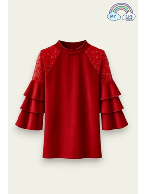 Kız Çocuk Özel Günler Için Kadife Çocuk Elbisesi  4-12 Yaş 12109