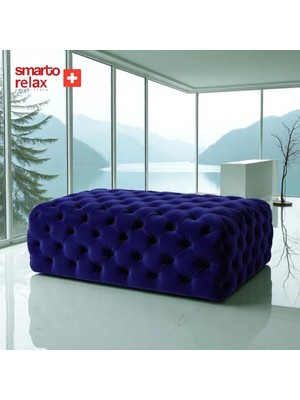 Smarto Relax PUF Swiss Style  Soglio Ayaksiz Kapitoneli 100x45x45 Puf Ayaksız Kapitoneli Dekoratif puf(Lacivert)
