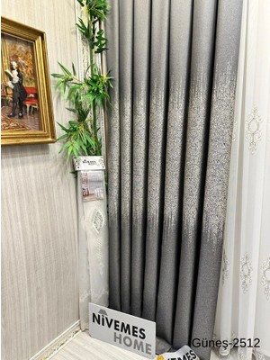 Nivemeshome Güneş FT632121 Antrasit V-2512 1/3 Sık Pileli Fon Perde Apm