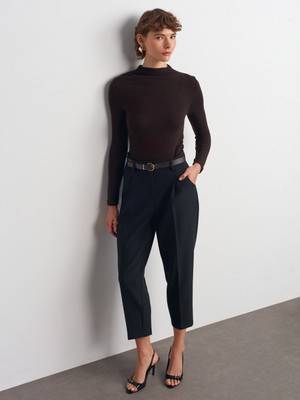 72166 Kemerli Havuç Fit Pantolon-Siyah