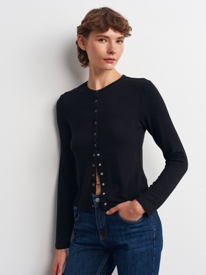 32055 Uzun Kollu Hırka-Siyah