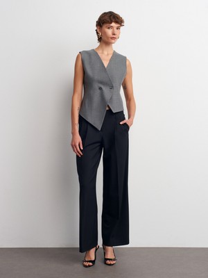 72182 Geniş Paça Pantolon-Siyah