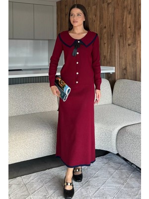 Bebe Yaka Hırka Görünümlü Bluz Etek Triko Ikili Takım P-00018183