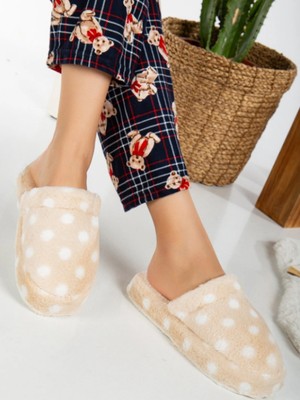 Kadın Ev Terliği Peluş Terlik Çeyiz ve Bohça Terliği Ses Yapmaz Kalın Taban