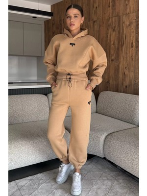 Kadın Üç Iplik Şardonlu Kapüşonlu Eşofman Takımı P-00018045