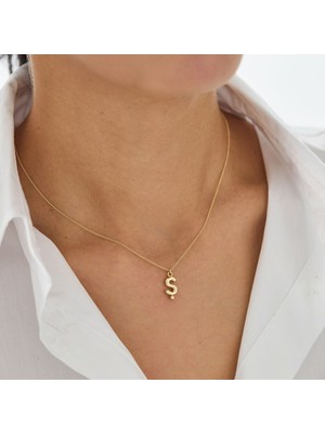 Bombe Harf 14 Ayar Altın Kolye