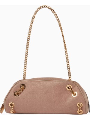 Stella Mccartney Falabella Zincir Detaylı Bej, Shaggy Deer Vegan Bowling Omuz Çantası