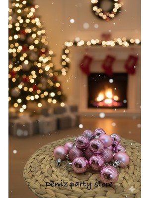 Deniz Party Store 24 Adet  Yılbaşı Ağaç Süsü Cici Top  3 Cm