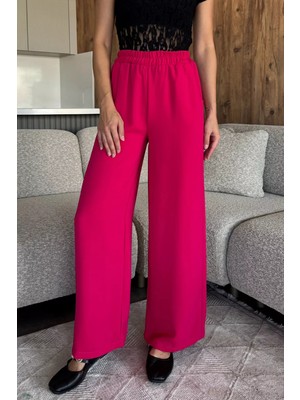 Kadın Bol Paça Bel Lastikli Kumaş Pantolon P-00018018