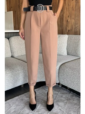 Kadın Kemer Aksesuarlı Duble Paça Pantolon P-00018025