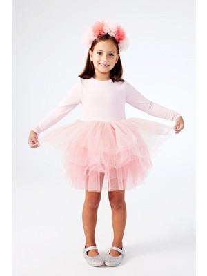 Pudra  Tütü Etekli Kız Çocuk Balerin Elbise - Miranda