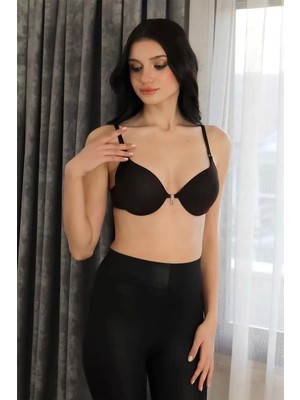 Moda Kadın Destekli Balenli Taş Detaylı Sütyen Kahve