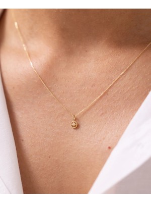 Minimal Yıldız Pusula 14 Ayar Altın Kolye