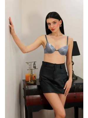Moda Kadın Destekli Balenli Sütyen Gri