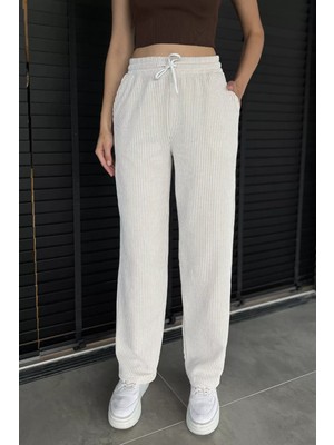 Kadın Su Yolu Çizgili Bol Paça Pantolon P-00017995