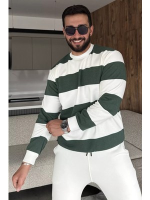 Erkek Bisiklet Yaka Renk Bloklu Sweatshirt P-00018350