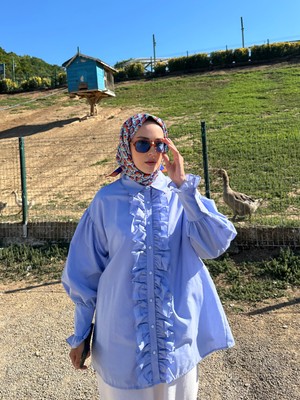 Güneş Desenli Eşarp Saks