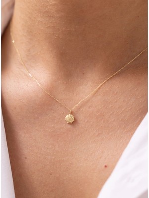 Istiridye Deniz Kabuğu 14 Ayar Altın Kolye