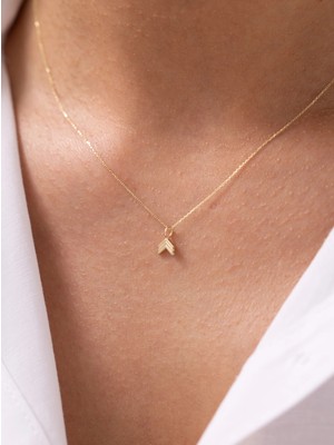 Minimal Çift Ok Ucu 14 Ayar Altın Kolye