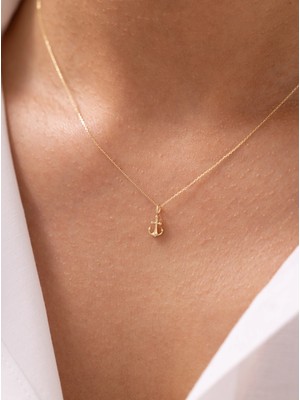 Denizin Ruhu Altın Çapa 14 Ayar Altın Kolye