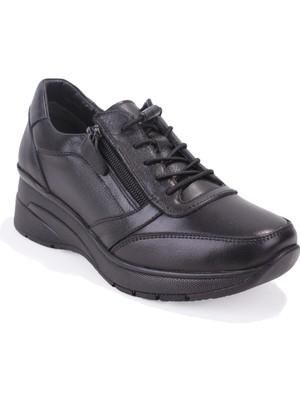 Dagoster DZA07-1309045 Siyah Ortopedik Günlük Deri Kadın Ayakkabı