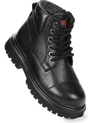 Kiko Kids Seri %100 Deri Fermuarlı Erkek Çocuk Bot Ayakkabı