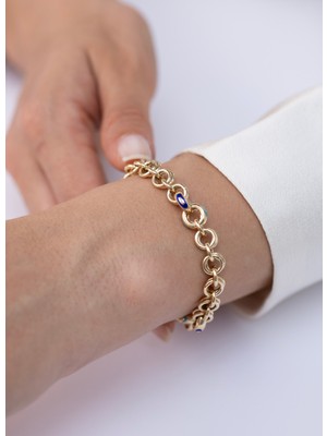 Cetaş Renkli Nazar Zincir 14 Ayar Altın Bileklik