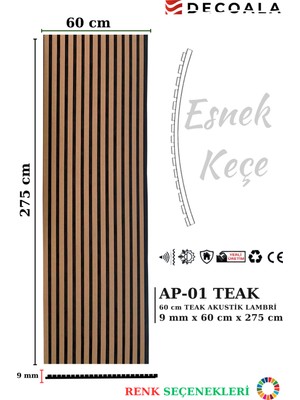 Mdf Ahşap Akustik Puvar Paneli 60X275 cm