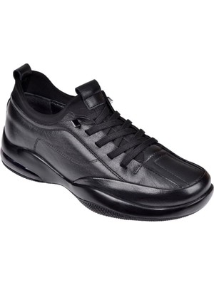 Voyager Hakiki Deri Lastikli Comfort Kadın Ayakkabı VOY-9744   Siyah