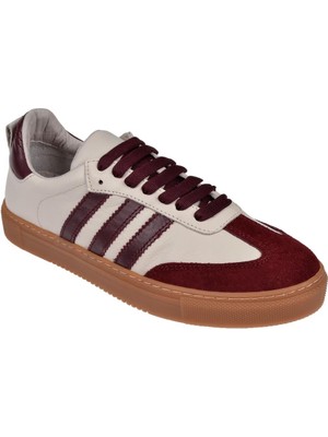 Floor Hakiki Deri Kadın Spor Ayakkabı Sneaker MAK-3020   Bordo