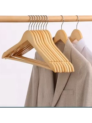 24 Adet Ahşap Elbise Askısı Vernikli Pürüzsüz Ahşap