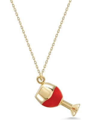 Verre De Vin 14 Ayar Altın Kolye