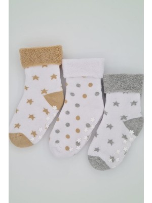 Kıpırık Baby Kıpırık Baby3-4 Yaş 3 Çift Havlu Pamuklu Kaydırmaz Taban  Kışlık Erkek Çocuk ve Bebek Soket Çorap