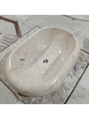 Bej Mermer Bombeli Kayık Lavabo
