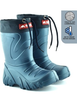 Lemigo Grizzly Çocuk Yağmur Çizmesi Kürklü Eva Malzeme Lastikli Kapanma Özelliği Su Geçirmez