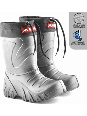 Lemigo Grizzly Eva Çocuk Kürklü Gri Yağmur Çizmesi (835)