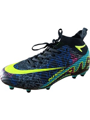 La Liga K565 Erkek Çoraplı Çim Saha Kramponu Siyah - Turkuaz