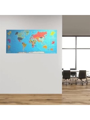 Renkli atlas Dünya haritası Manyetik Yapıştırıcı Gerektirmeyen Duvar Stickerı 118 cm * 56 cm