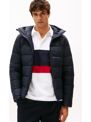 Erkek Orta Kalınlık Kapüşonlu Mont - Lacivert