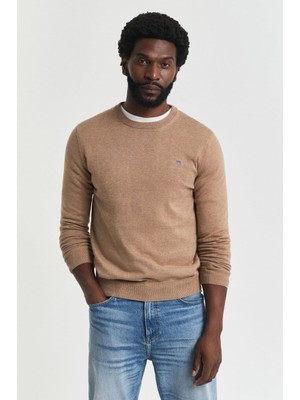 Erkek Regular Fit Bisiklet Yaka Kazak - Bej