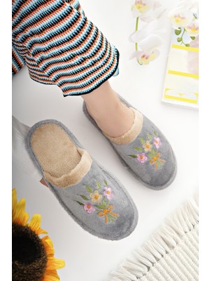 Kadın Ev Terliği Peluş Yıkanabilir Içi Yünlü Kürklü Terlik Misafir Çeyiz Bohça Gelin Terliği