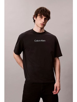 Erkek Regular Fit Yazı Baskılı Pamuklu T-Shirt - Siyah