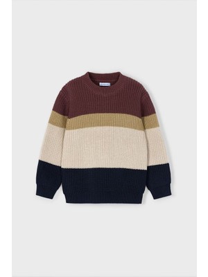 Erkek Çocuk Renk Bloklu Bisiklet Yaka Triko Kazak - Çok Renkli