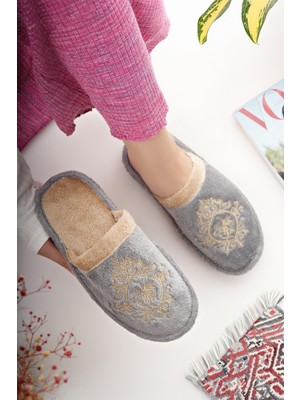 Moda Fırsat Kadın Ev Terliği Peluş Yıkanabilir Içi Yünlü Kürklü Terlik Misafir Çeyiz Bohça Gelin Terliği