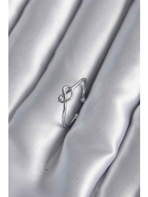 Gümüş Renk Düğüm Kalp Model Kadın Yüzük